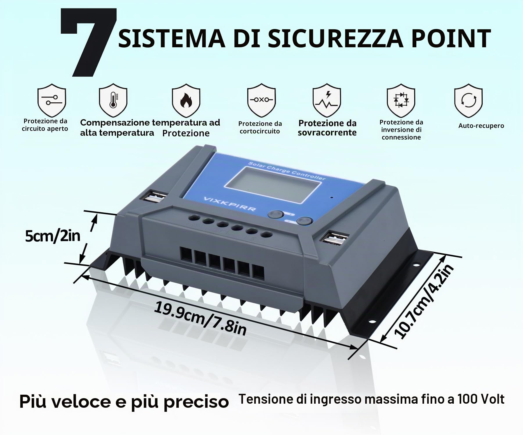 30A Regolatore di Carica Solare 12V 24V 36V 48V con Bluetooth, PWM 30A Regolatore di Carica Pannello Solare con Sensore Temperatura LCD Display Retroilluminato 4 porte USB, per Piombo e Litio Batterie