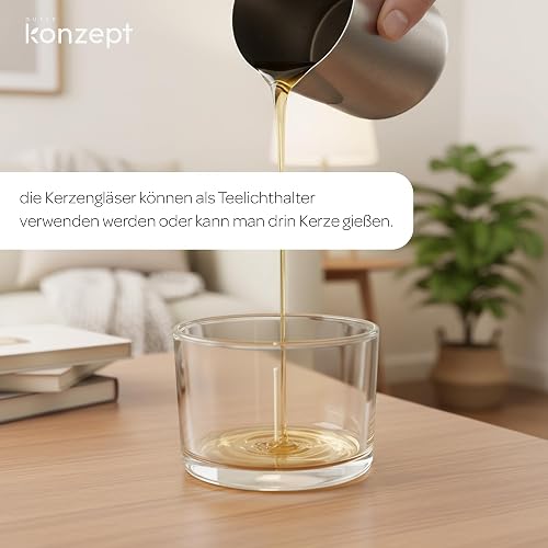 Lot 6/12 x Pot en Verre Vide pour la Fabrication des Bougies - contenants pour Bougies 150 ML sans Couvercle 82x58 mm - photophores/bocaux élégants pour Professionnels et débutants - Cadeau créatif - 6