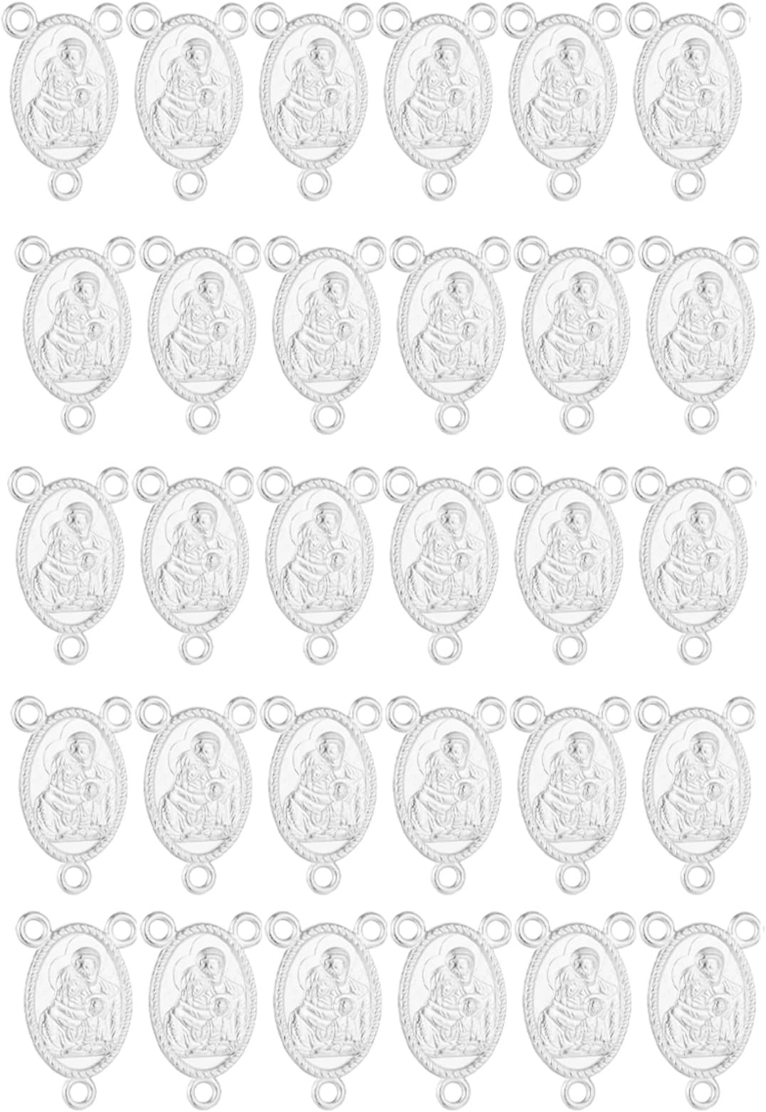 3-Hole IHS Holy Chalice/Holy Family/Jerusalem/Sacred Heart/Pope Francis/St.Benedict Medal Rosary Chaplet Connector Centerpieces Jewelry Making Parts (Holy Family Medal-30pcs)