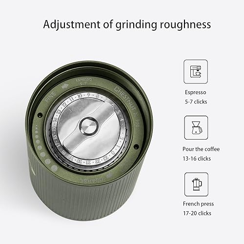 Miniatura 2 de TIMEMORE Molinillo de café manual Chestnut Xlite Capacidad 1.06 oz Hogar Mano Molinillo de café Escala de ajuste externo de alta precisión para