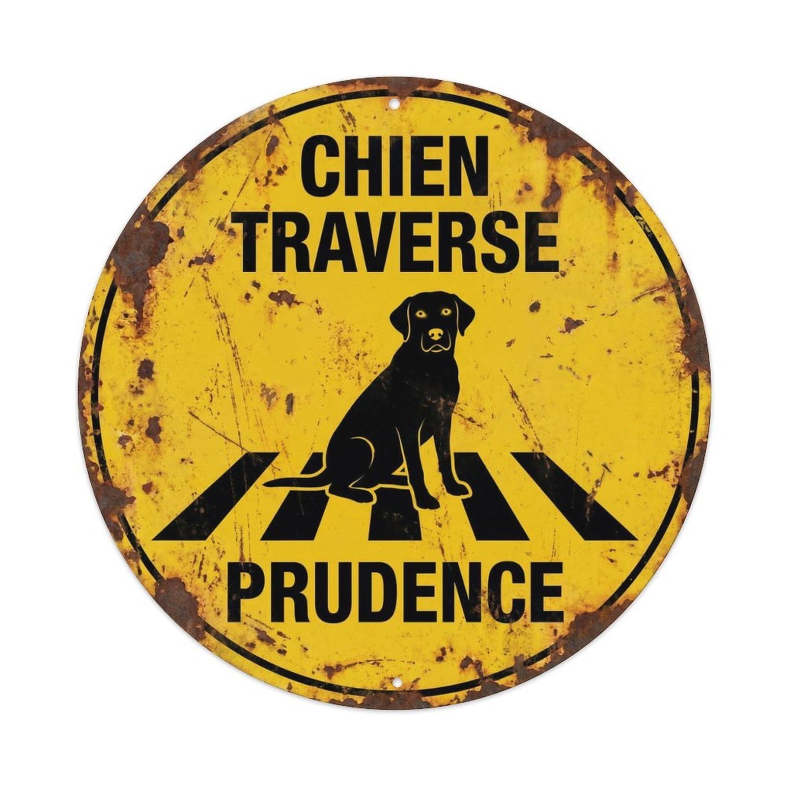 Dog Crossing Prudence Nostalgic Metal Tin Sign