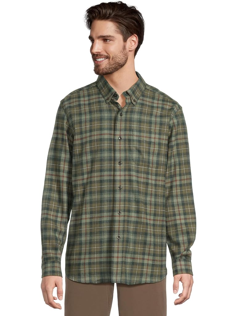 Green L.L.Bean Scotch Plaid Flannel Shirt Traditional Fit