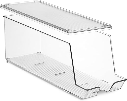 Miniatura 3 de Juego de 2 cubos organizadores apilables para refrigerador, dispensador de latas de soda, soporte de bebidas para refrigerador, congelador, cocina,