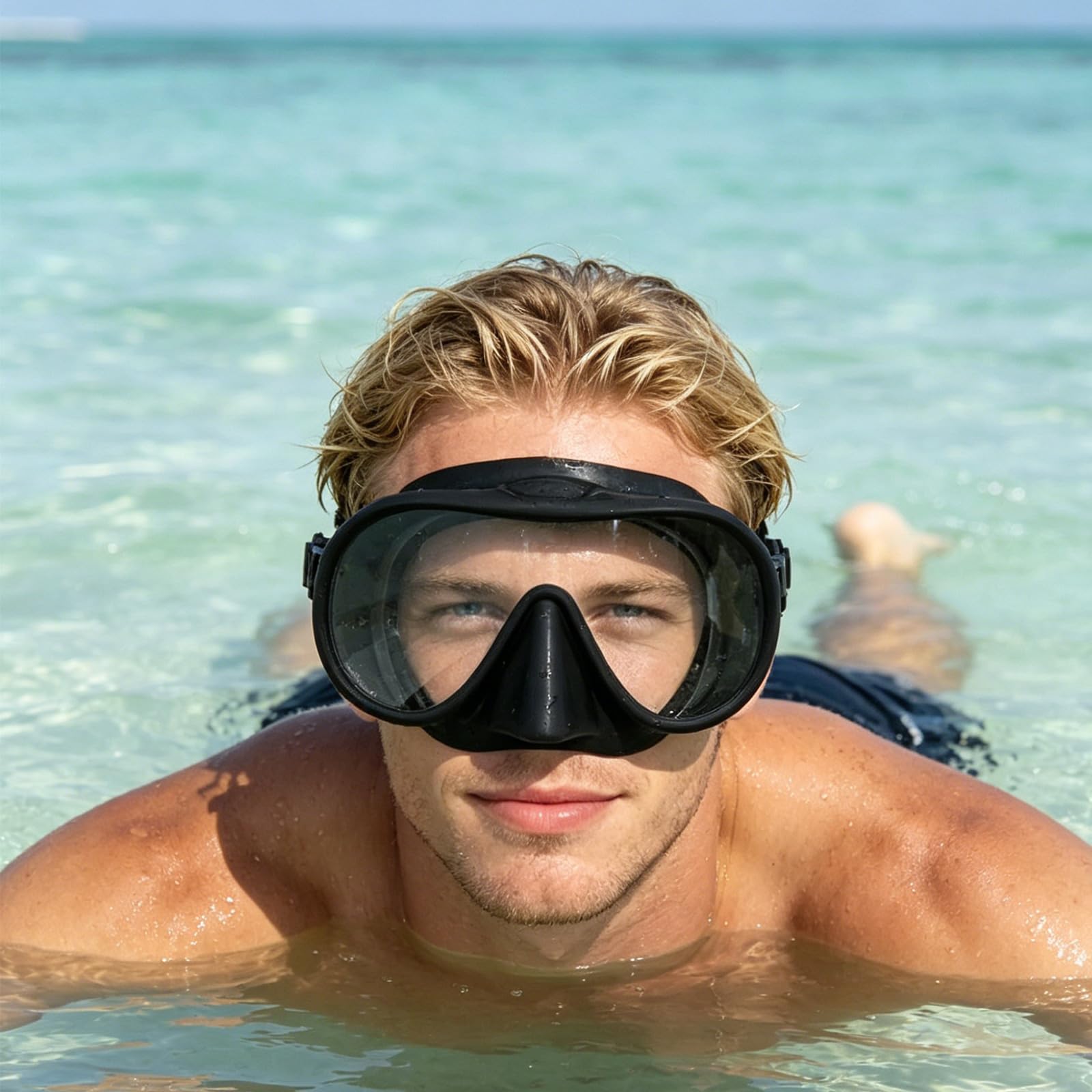 Gafas de buceo, lentes de ángulo ancho, cómodas gafas de silicona para la cabeza para natación submarina y esnórquel, lente única