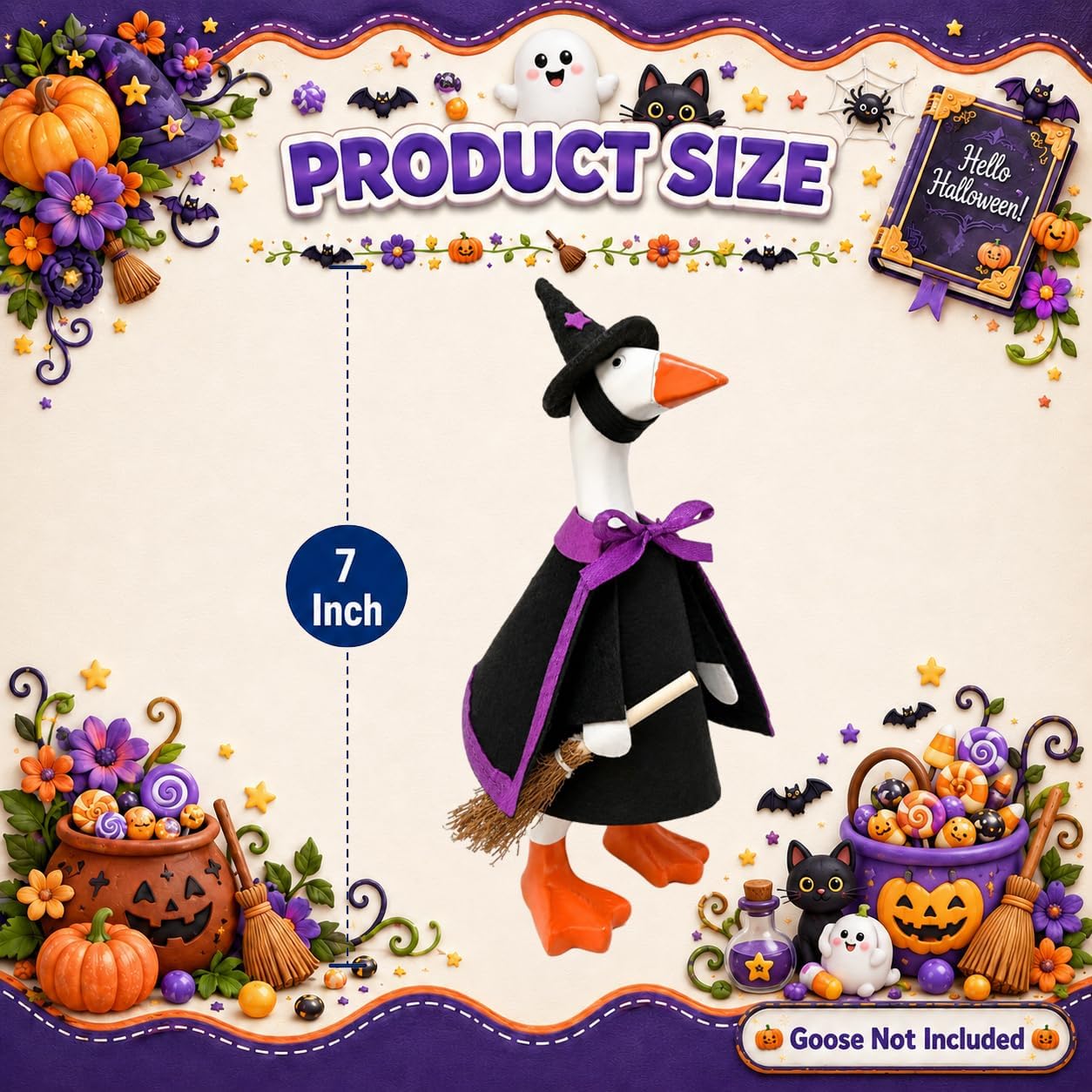 Halloween Desk Goose Outfits 7 inches，Mini Desktop Goose Cloth，Holiday Decor for Office Table，Gifts for Lover，Costumes Accessories image 2