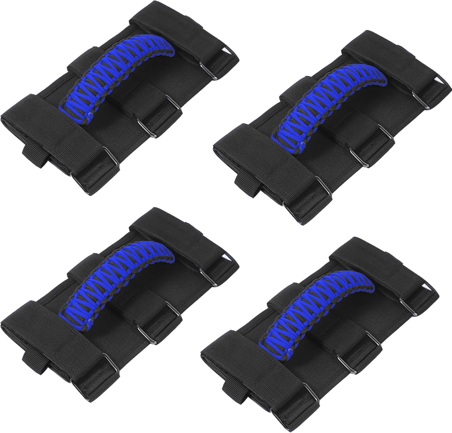 Grab Handles for Jeep, 4 Pack Roll Bar Handle Grab with Metal Buckle Paracord Grip Compatible with Jeep Wrangler 1955-2024 JT JL JK TJ CJ YJ & Gladiator, Fit 2-4Inches Diameter Roll Bar