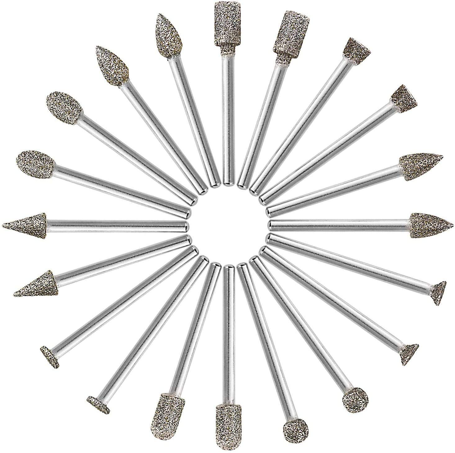 Utoolmart Kształt pisma głowica diamentowa powlekana zadziorem punkty wiertło szlifierskie 6 mm śr. trzonek 120 ziarnistość diament wiertło profesjonalne redukcja paznokci narzędzie obrotowe 10 szt.