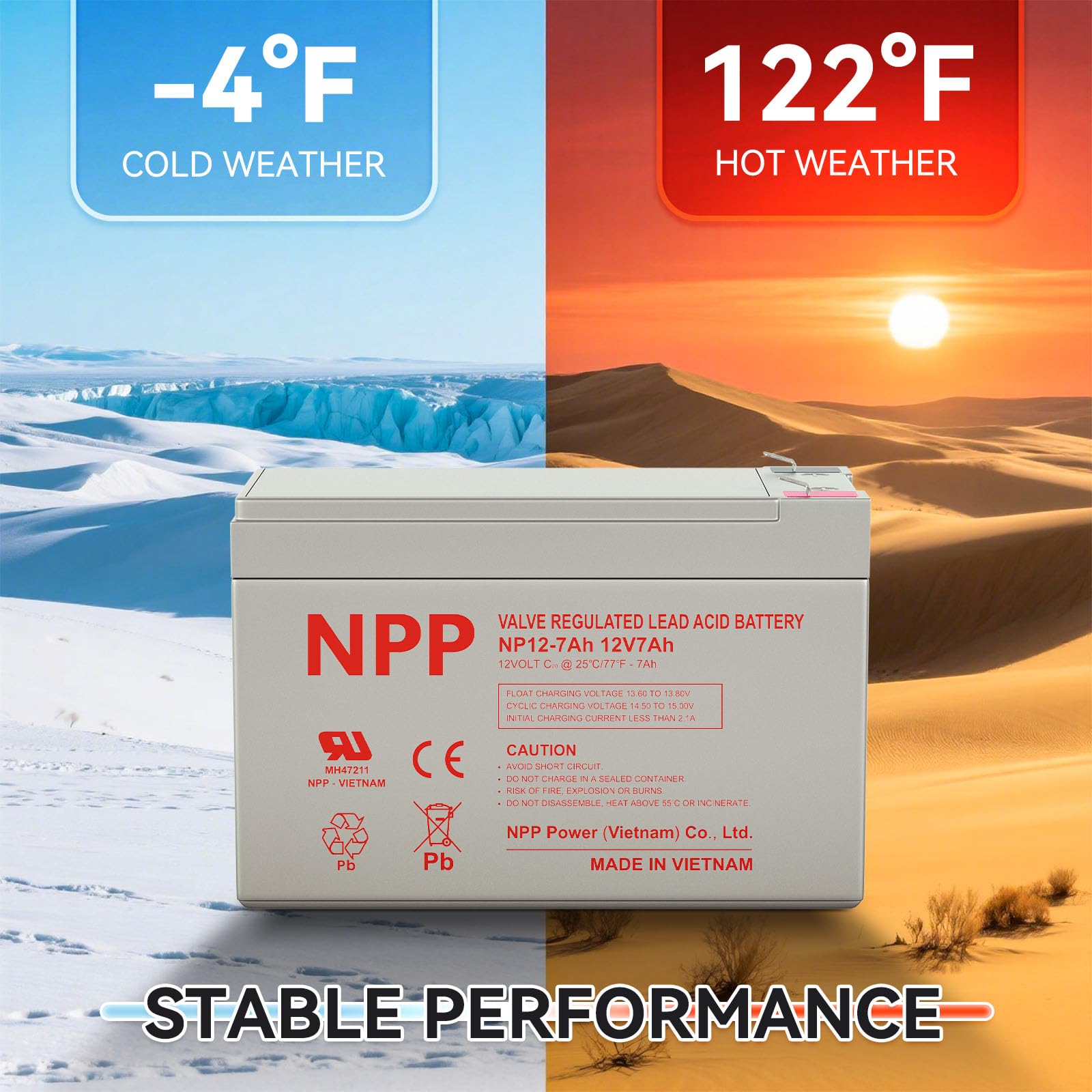 NP12-7Ah AGM Rechargeable Maintenance Valve Regulated Sealed Lead Acid Battery with F2 Terminal Compatible with UPS — view 5