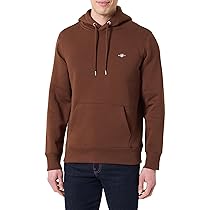 GANT Reg Shield Hoodie Felpa con Cappuccio, Marrone Mogano, L Uomo