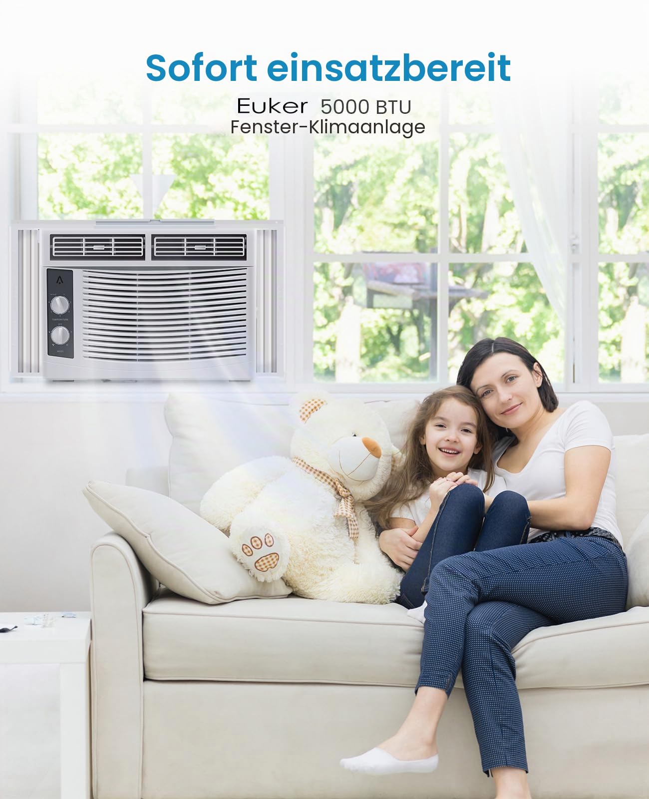 Smart 6000 BTU Fenster-Klimaanlage mit WLAN, AC-Einheit für Fenster mit Fernbedienung und App, Timer-Funktion und einfache Installation Kit für Räume bis 350