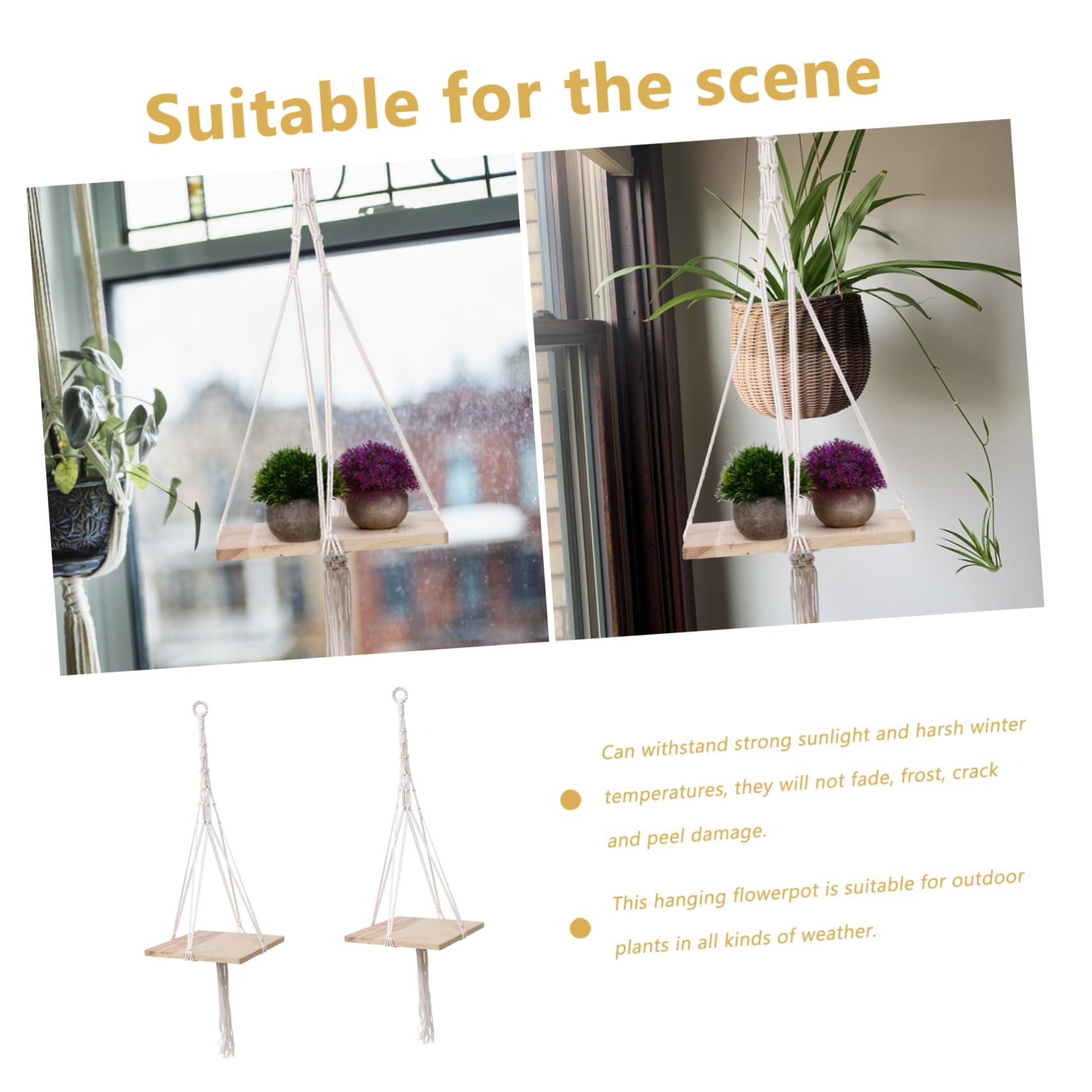 Porte-Fleurs Suspendu Macramé Naturel Support Tressé pour Plantes Intérieur Et Extérieur Décoration Élégante pour Balcon Et Jardin