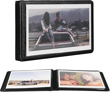 Small 4x6 Horizontal Photo Album, 28 Pockets. Black