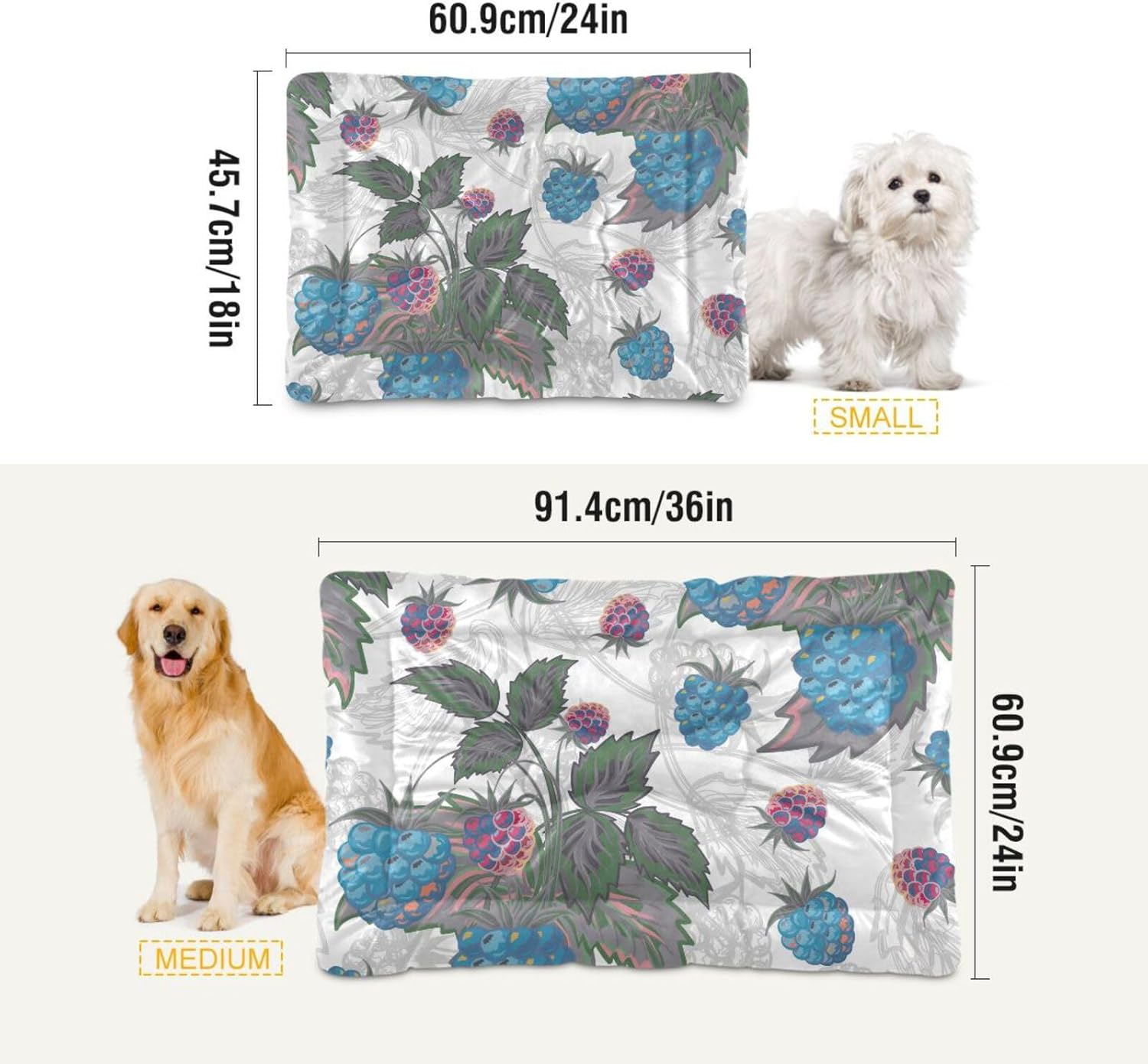 review Ultra Soft Pet Bed Washable Dog Bed Crate Mat for Dogs Fleece Dog Crate Kennel Pad Cat Pet Bed Liner 36x24in Colorful Red Gray Berries
