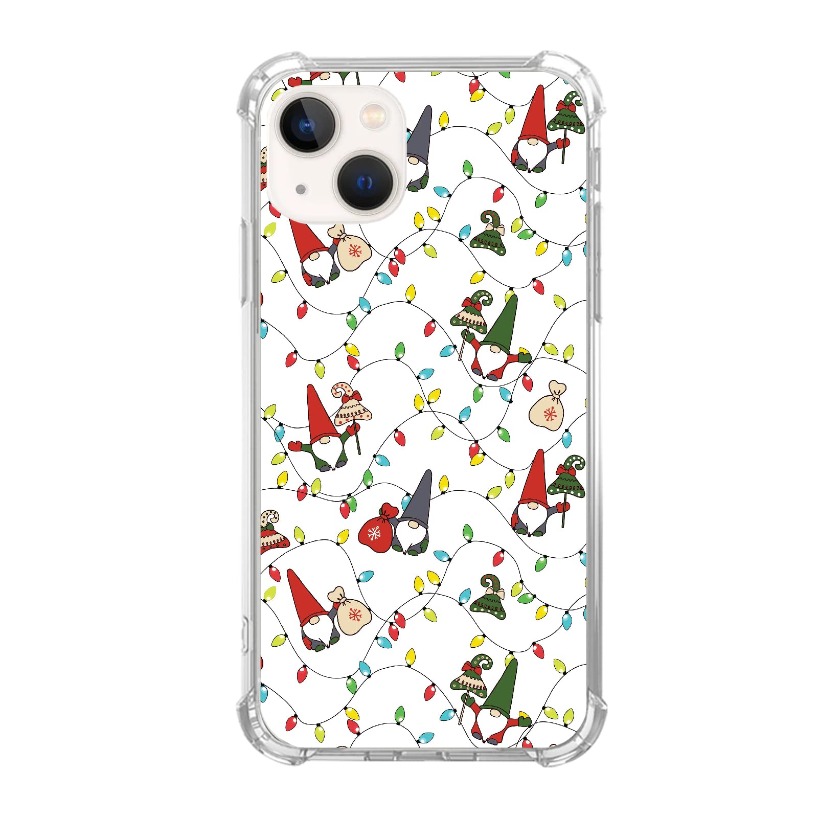 iPhone 14 Case, Christmas Gnomes Pattern, TPU Bumper, Shock-Absorbent, Slim
