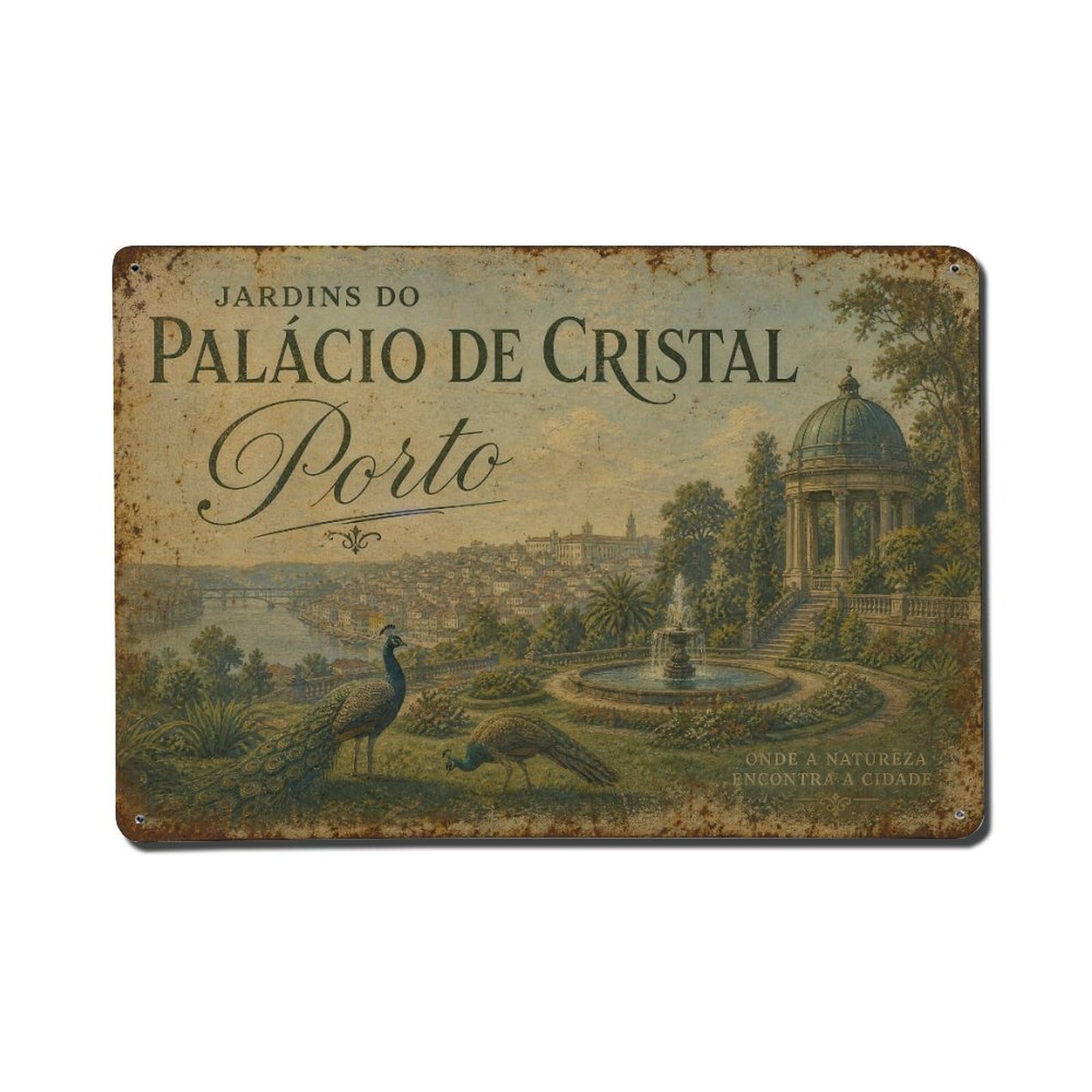 Yrnq 08X12inch Vintage Style Vintage Crystal Palace Gardens Park Pavilion Portugal Metal Tin Sign