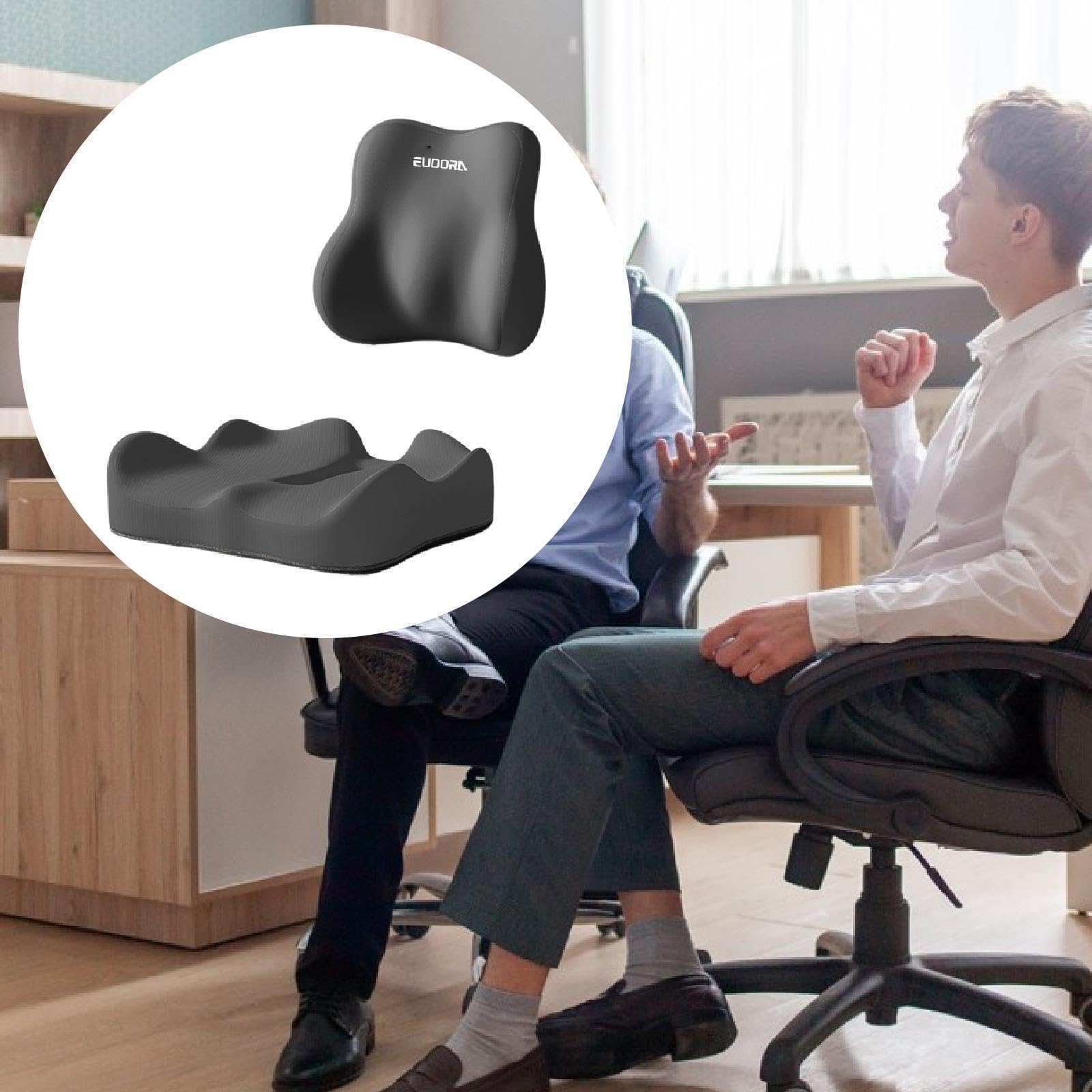 Cuscino di Supporto Lombare, Cuscino per Seduta Pratico, Traspirante, Portatile, in Memory Foam, Ergonomico per Letto E Divano, Nero