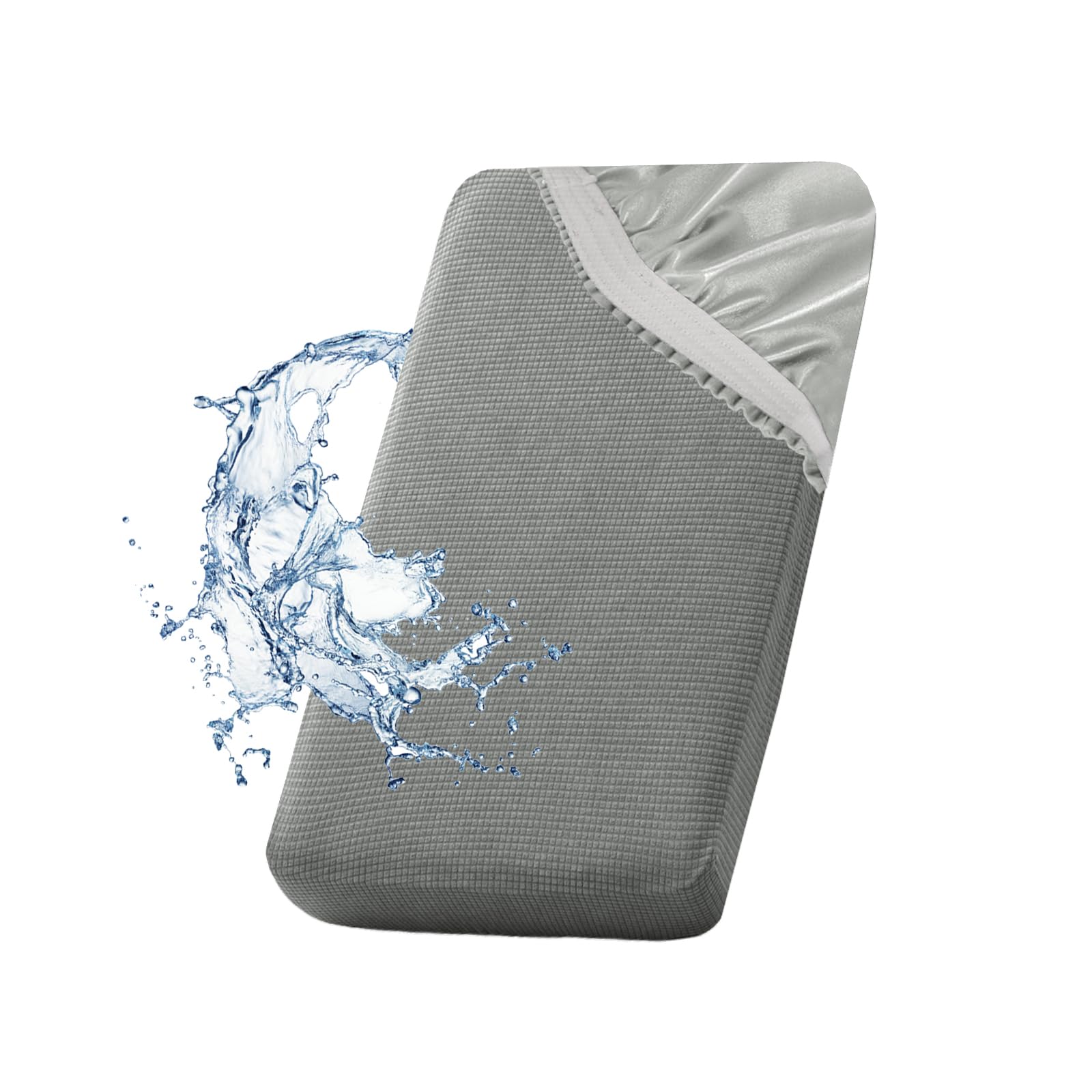 SYLC Waterproof Sofa Cushion Cover, Non-slip Sofa Seat Cushion Covers with Ties, Stretch Couch Cushion Covers Replacement (Lightgrey,W 130-160 cm, D 70-85 cm) โ image 1