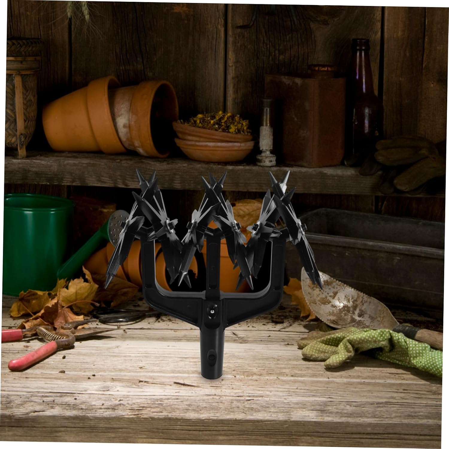 UPKOCH Rotary Cultivator Garden Tool for Soil Aeration Lightweight Handheld Tiller Removable Spikes for Reseeding and Lawn Care