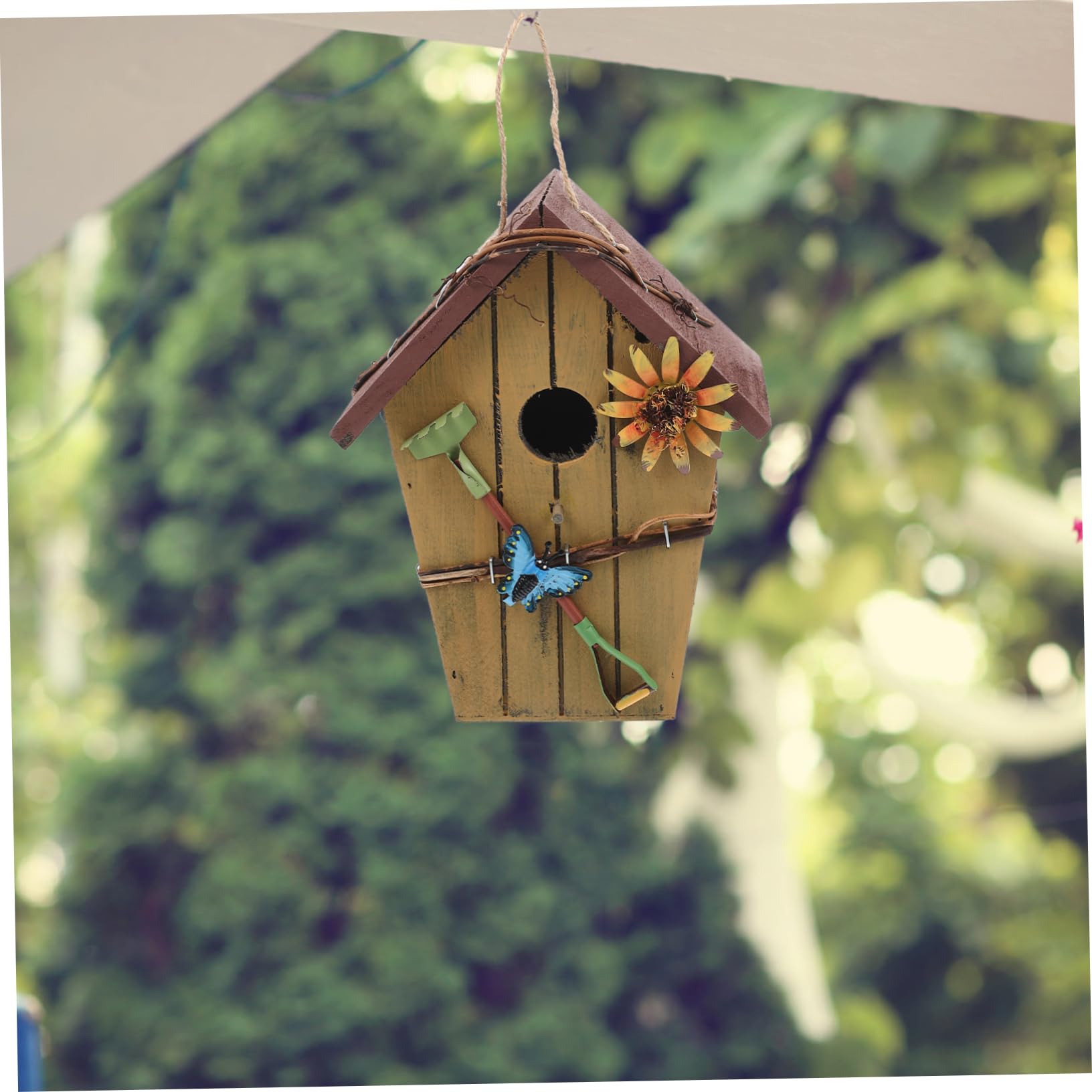 Toyvian 2piezas Casitas para Pájaros De Madera Natural Nido Colgante Asa para Jardín Hogar para Pájaros Decoración para Jardín