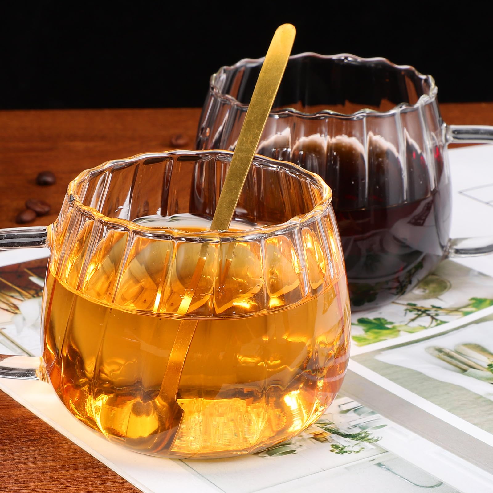 2piezas Vasos De Desayuno De Vidrio Transparente De Vaso De Agua Para Bebidas y Café Para Desayunos Casa o Oficina