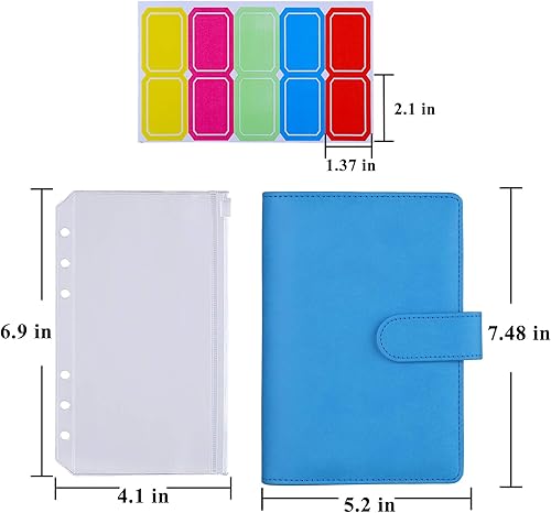 Vista 75 de Antner A6 - Funda de piel sintética con 12 bolsillos para carpetas A6, 6 anillas y sistema de sobres para apartar dinero