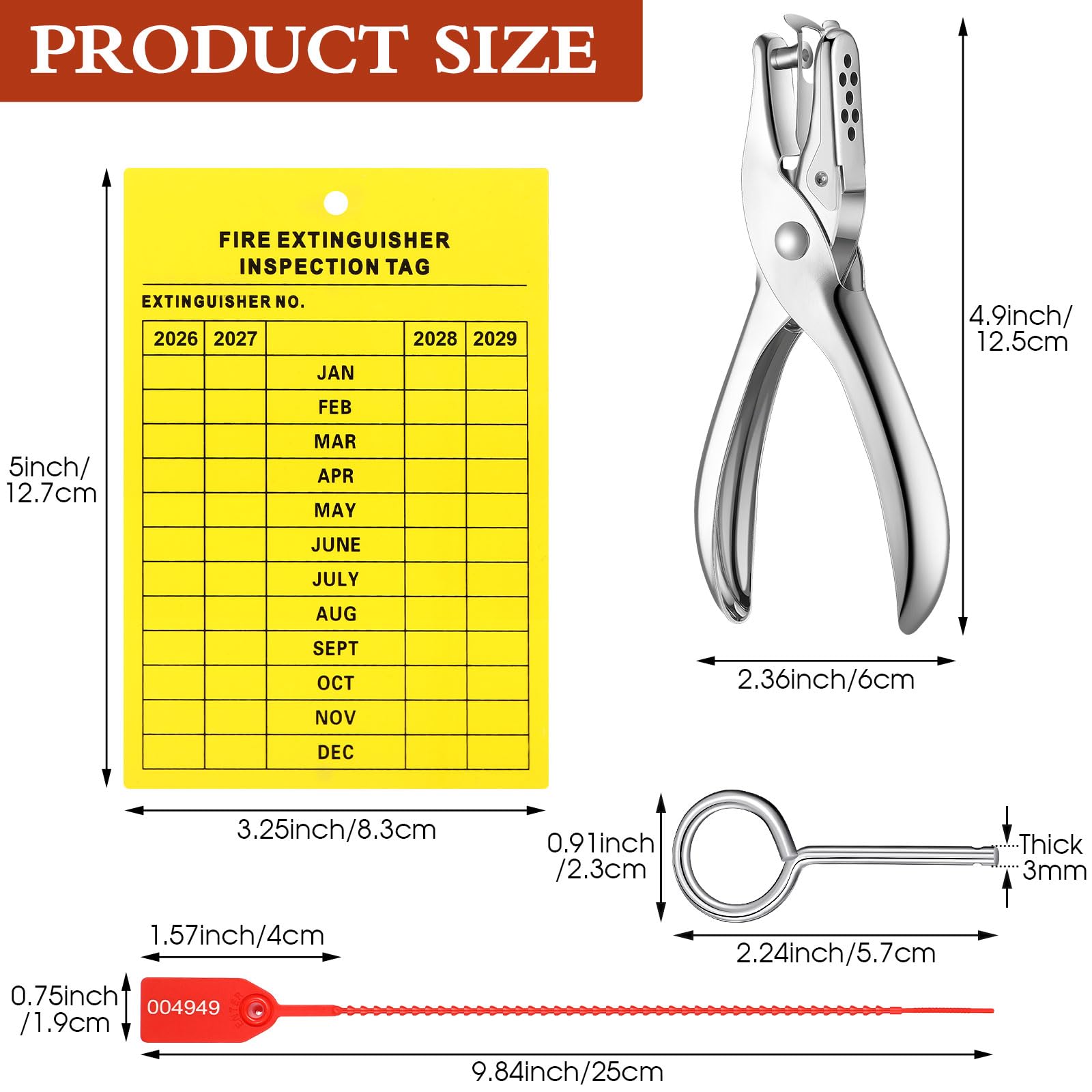 Lot 101 Étiquettes Inspection Mensuelles Extincteur 2023 - Plastique Avec Perforateur
