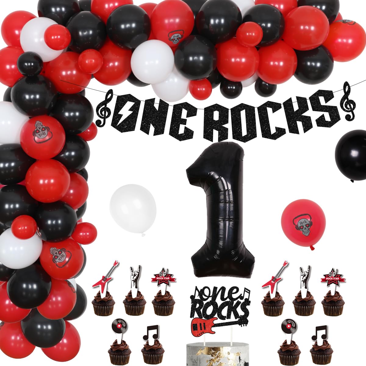 Amazon.com: One Rocks 1st Birthday Decorations, Rock and Roll Birthday ...
