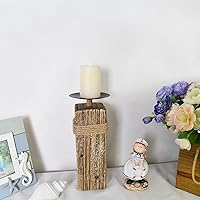 Vista 4 de Portavelas de madera para velas de pilar – Portavelas rústico de Navidad para chimenea, mesa, mesa de boda, mantel de mesa de Navidad de madera