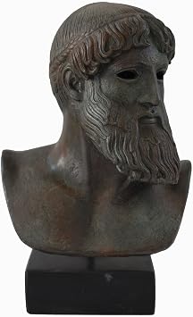 Estia Creations Zeus - Poseidon Ancient Greek God Sculpture Statue Bust with Bronze Color Effect - Museum Replica