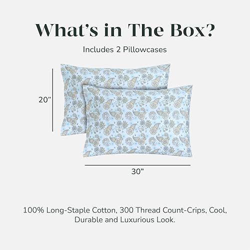 Miniatura 2 de Feather & Stitch - Juego de 2 fundas de almohada estándar 100% algodón, color verde granito, 300 hilos con cierre de sobre, 20 x 30 pulgadas, fundas