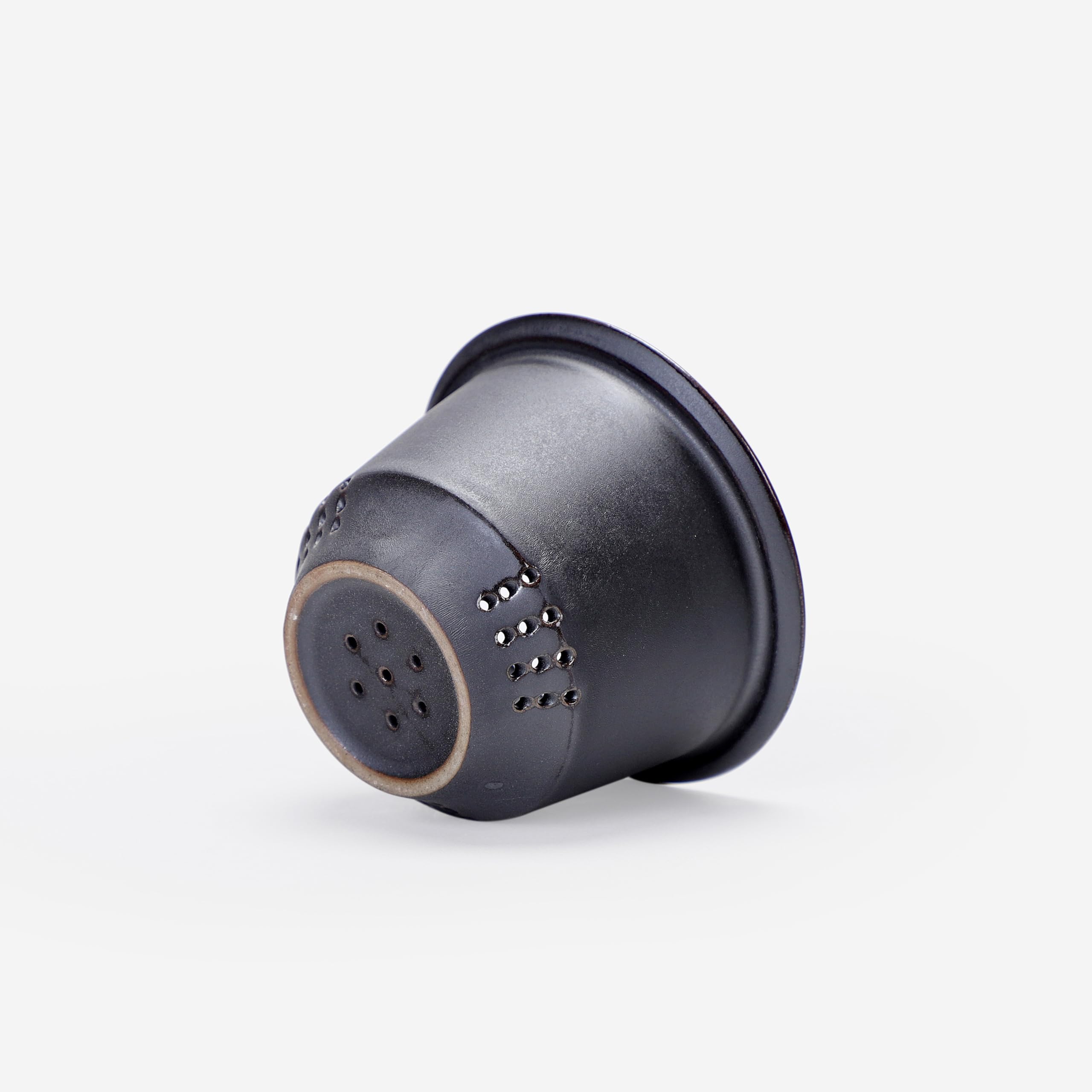 Tasse à thé en poterie avec infuseur et couvercle, tasse à infusion en grès avec filtre à panier, tasse à thé en céramique avec filtre pour la maison et le bureau, aspect géométrique
