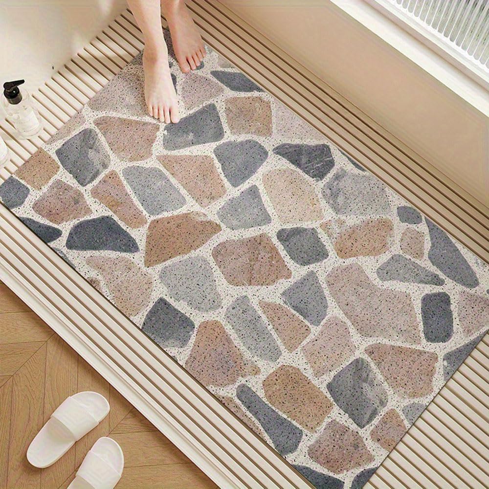 Antypoślizgowa mata prysznicowa Mata kamyczkowa – gumowa Loofah szybka(Gray,60x90cm)