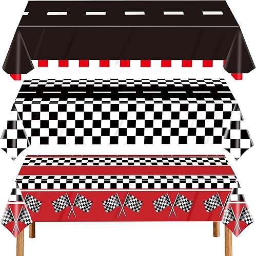 3 manteles de plástico con diseño a cuadros, decoración de fiesta de cumpleaños, mantel desechable para niños, suministros de fiesta de cumpleaños,
