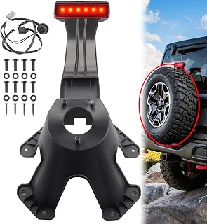 Dasbecan 55397217AJ Spare Tire Holder Bracket Tire Carrier Rack Compatible with Jeep Wrangler JK 2007-2018 68048581AA High Center Mount 3rd Third Brake Light Assembly with Line