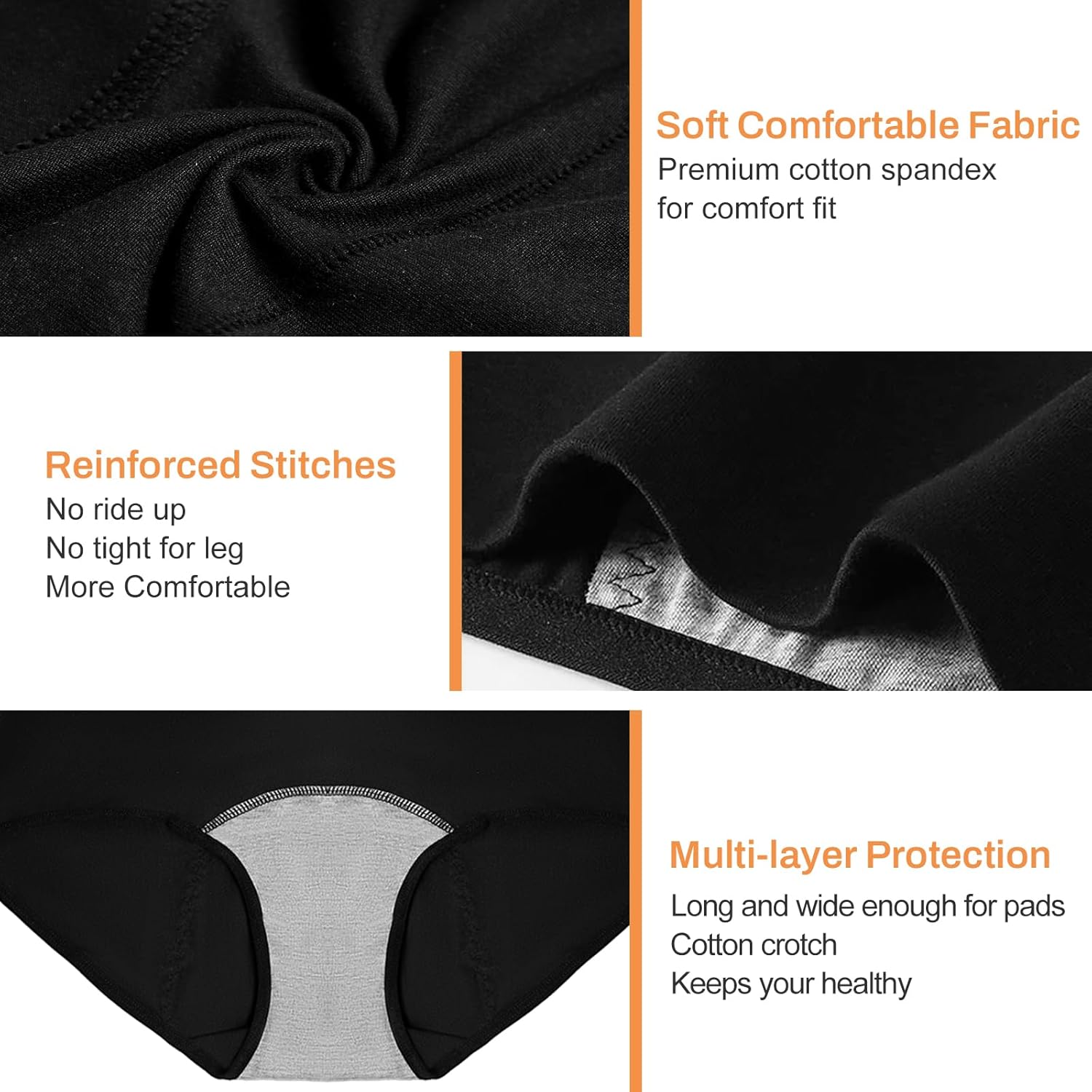 RUNYA Women's Underwear High Waisted Ladies Cotton Panties Soft Full Coverage Briefs 5 Pack (Large) Multicolored - Image 6