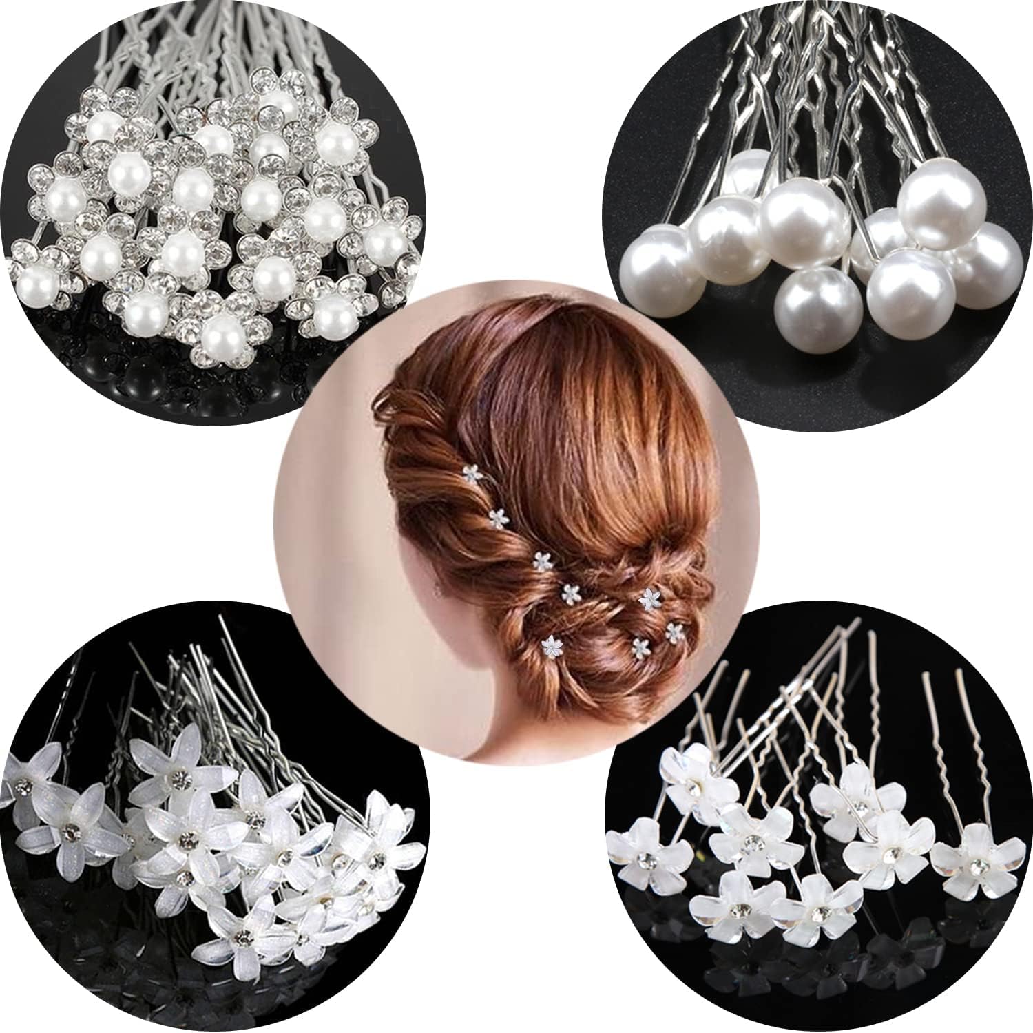 20Pcs Wedding Hair Pins - Pearl Flower and Crystal Bridal Hair Accessories for Women, Bridesmaids, and Wedding Guests
