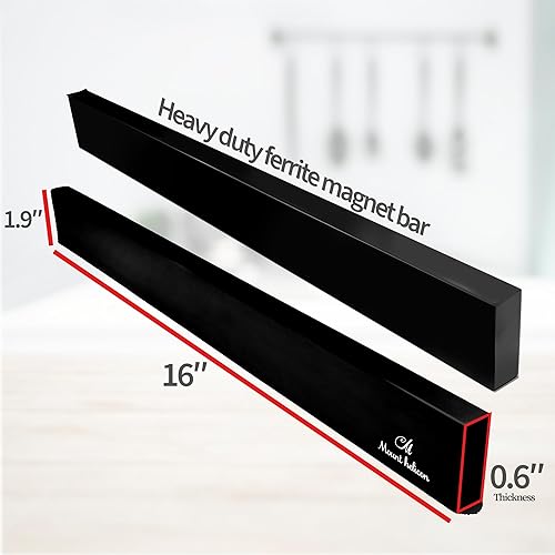 Miniatura 8 de Tira magnética para cuchillos de cocina de alta resistencia de 16 pulgadas con 5 ganchos adicionales, herramientas magnéticas multiusos de acero