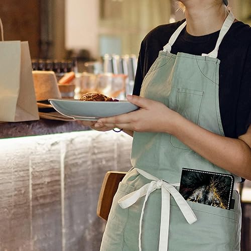 Miniatura 5 de Libros para camarera, cartera de cuero con bolsillo con cremallera, 7 bolsillos de almacenamiento para recetas y cheques, soporte para bolígrafos,