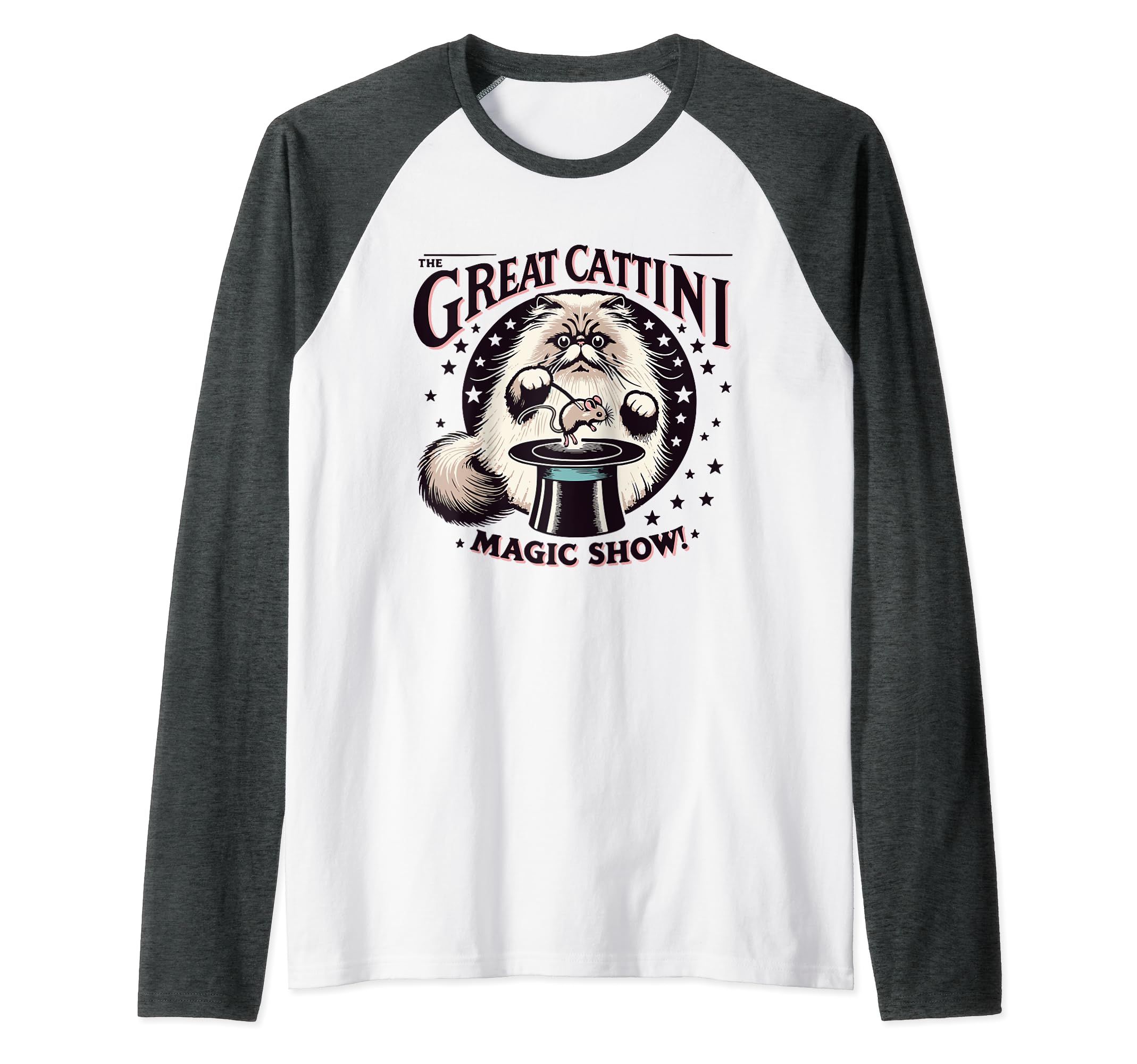 The Great Cattini Magic Show Raglan Baseball Tee