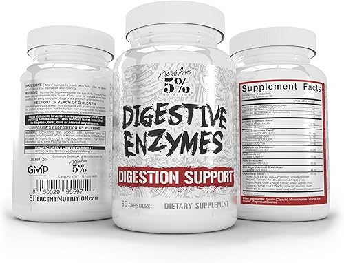 Miniatura 2 de 5% Nutrition Enzimas digestivas de piana rica con complejo de vitamina B  Enzimas para descomposición de proteínas, carbohidratos, grasas, fibra y