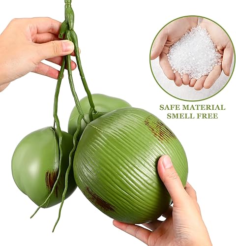 Miniatura 5 de 1 manojo de coco artificial de simulación de frutas falsas de coco para decoración de fiesta temática tropical hawaiana Luau