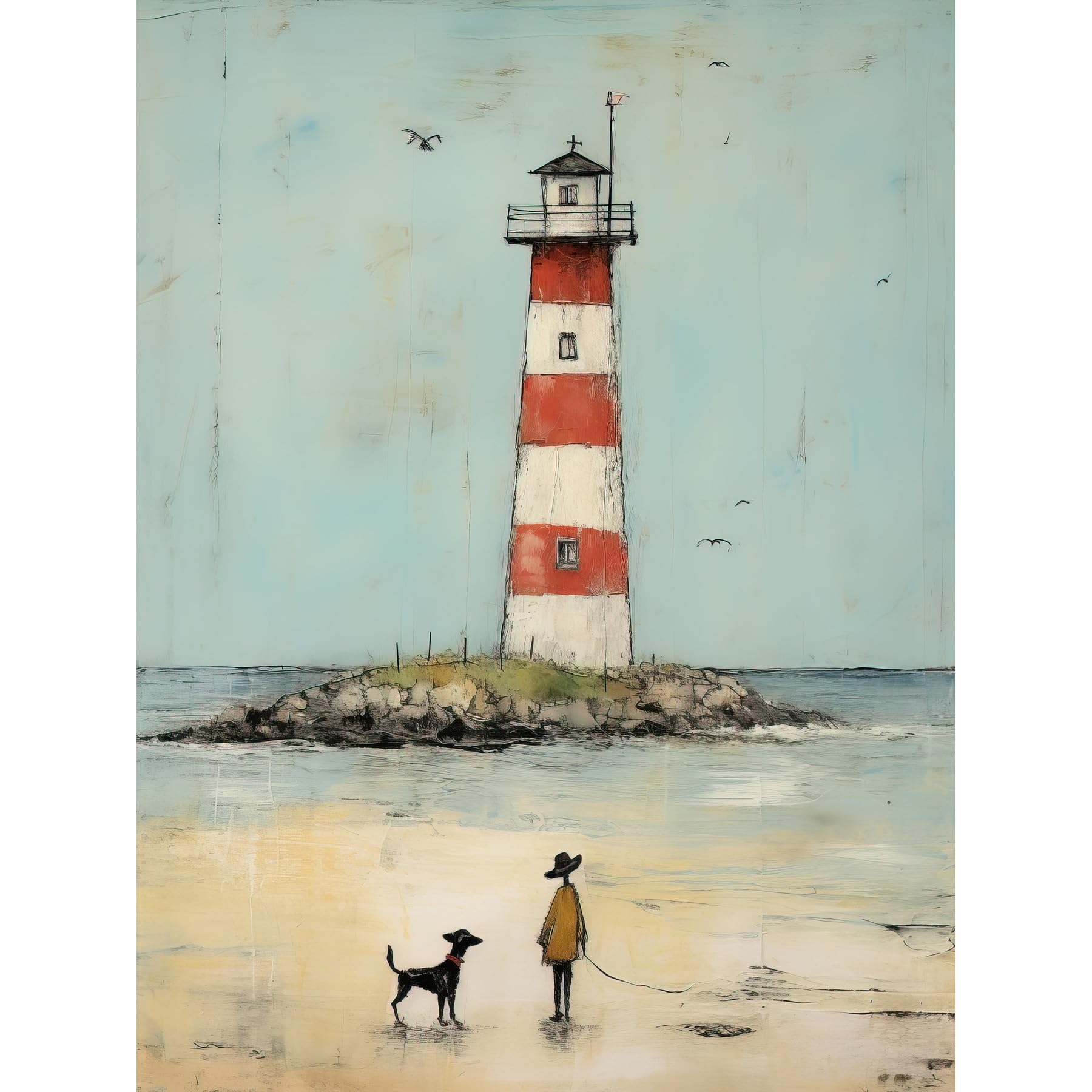 Artery8 Lighthouse Beach Walk Poster W18" x H24" Blue