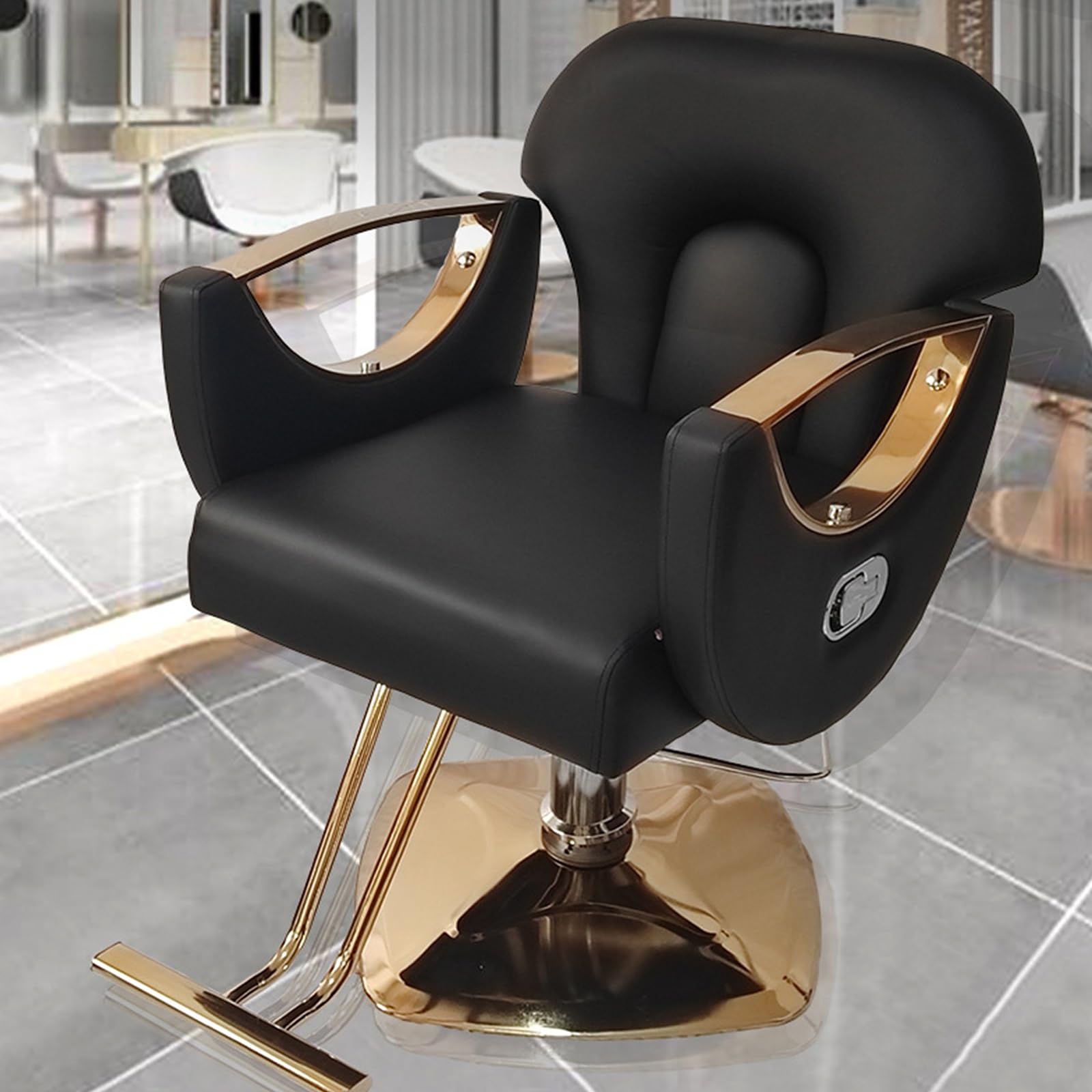 Sillones de peluquería, sillón reclinable para estilistas: Altura Ajustable, rotación de 360°, Cuero sintético con Espuma de Alta Densidad, reposapiés, Ideal para barberías y spas (Gris).
