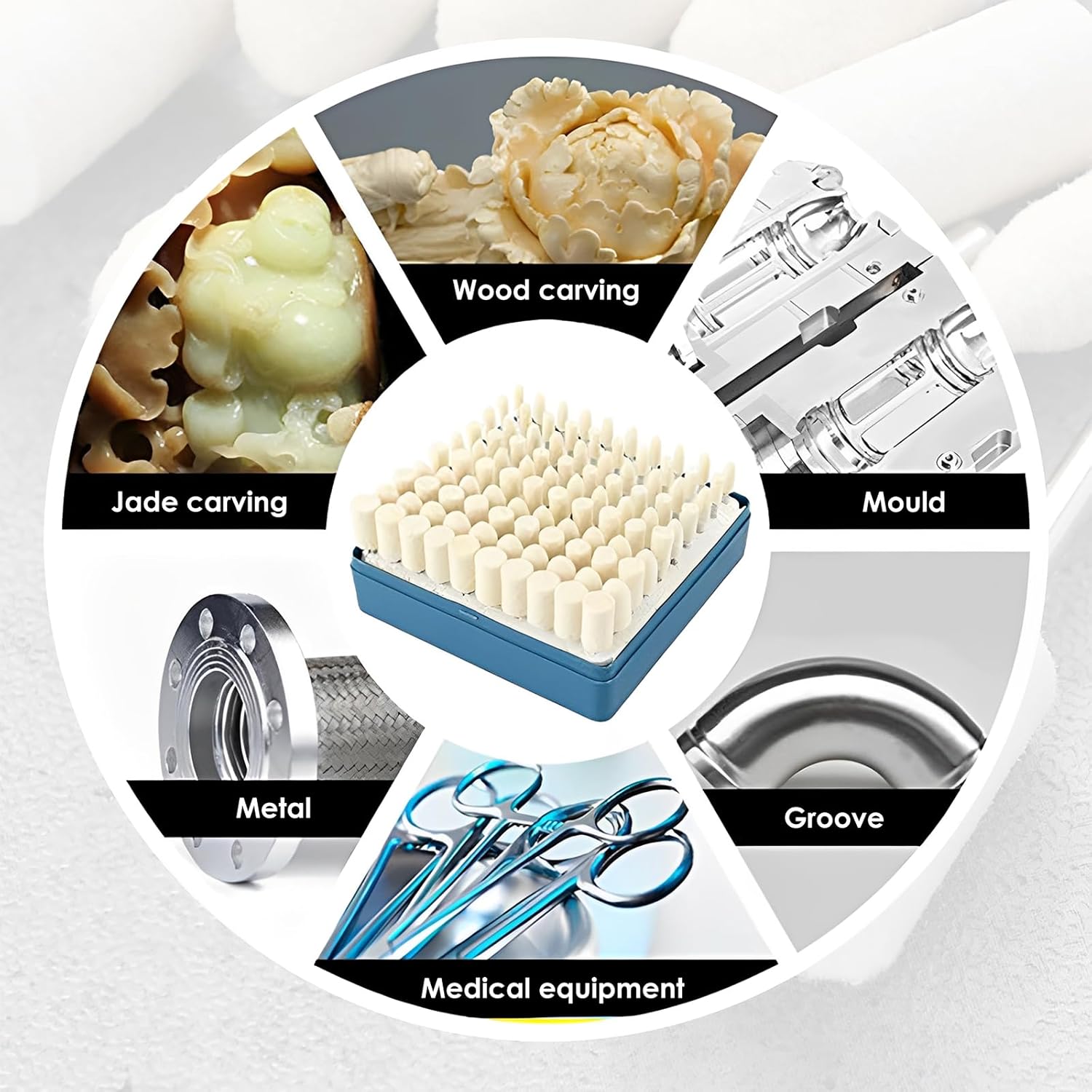 200Pcs Compressed Wool Felt Polishing Head Tool, Felt Polishing Buffing Wheel for Rotary Tool, Wool FeltPolishing Pad Wheel Set with Storage Box for Watch and Jewelry Polish