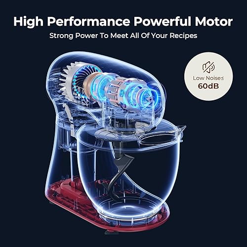 Miniatura 6 de Batidora de pie con 12 velocidades, batidora eléctrica de 5.3 cuartos de galón con cabezal inclinable, batidora de cocina para uso diario con
