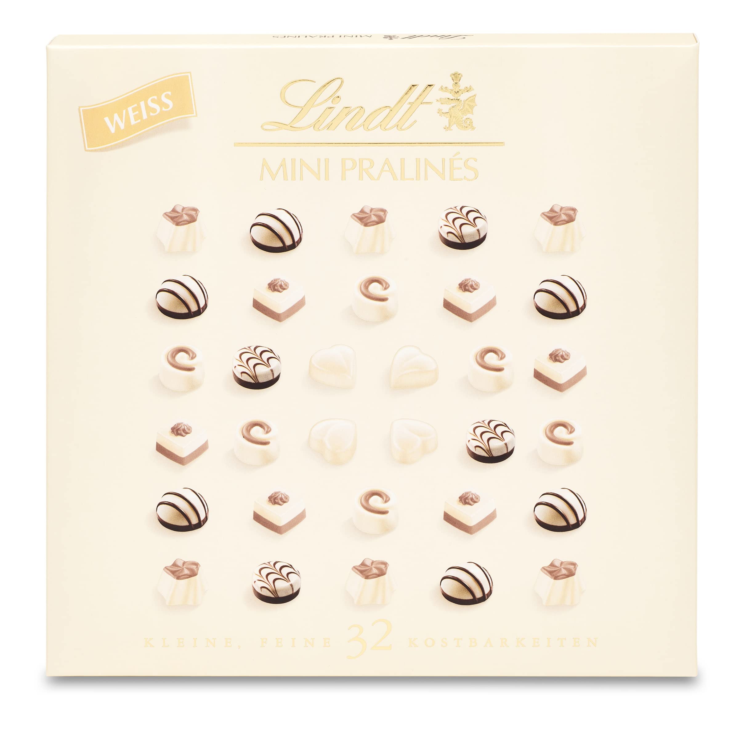 Lindt Mini Pralinés biały, biała czekolada, 32 pralinki, mały prezent z czekolady, 160 g