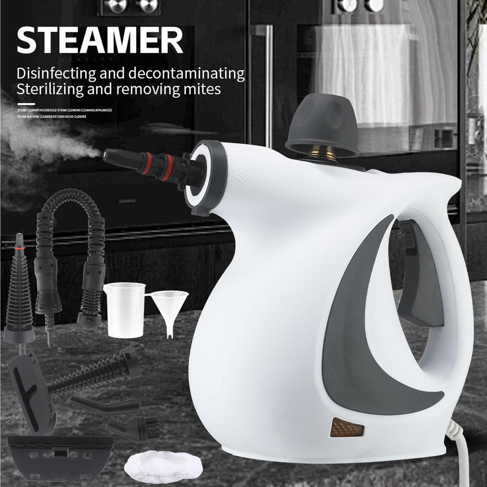 Nettoyeur Vapeur Steameo Avec Verrouillage De Sécurité, 12 Accessoires & Réservoir 350 Ml, Nettoyeur Vapeur Portable Polyvalent Adapté Aux Voitures, Meubles, Sols, Cuisines, Bain(12 accessories)