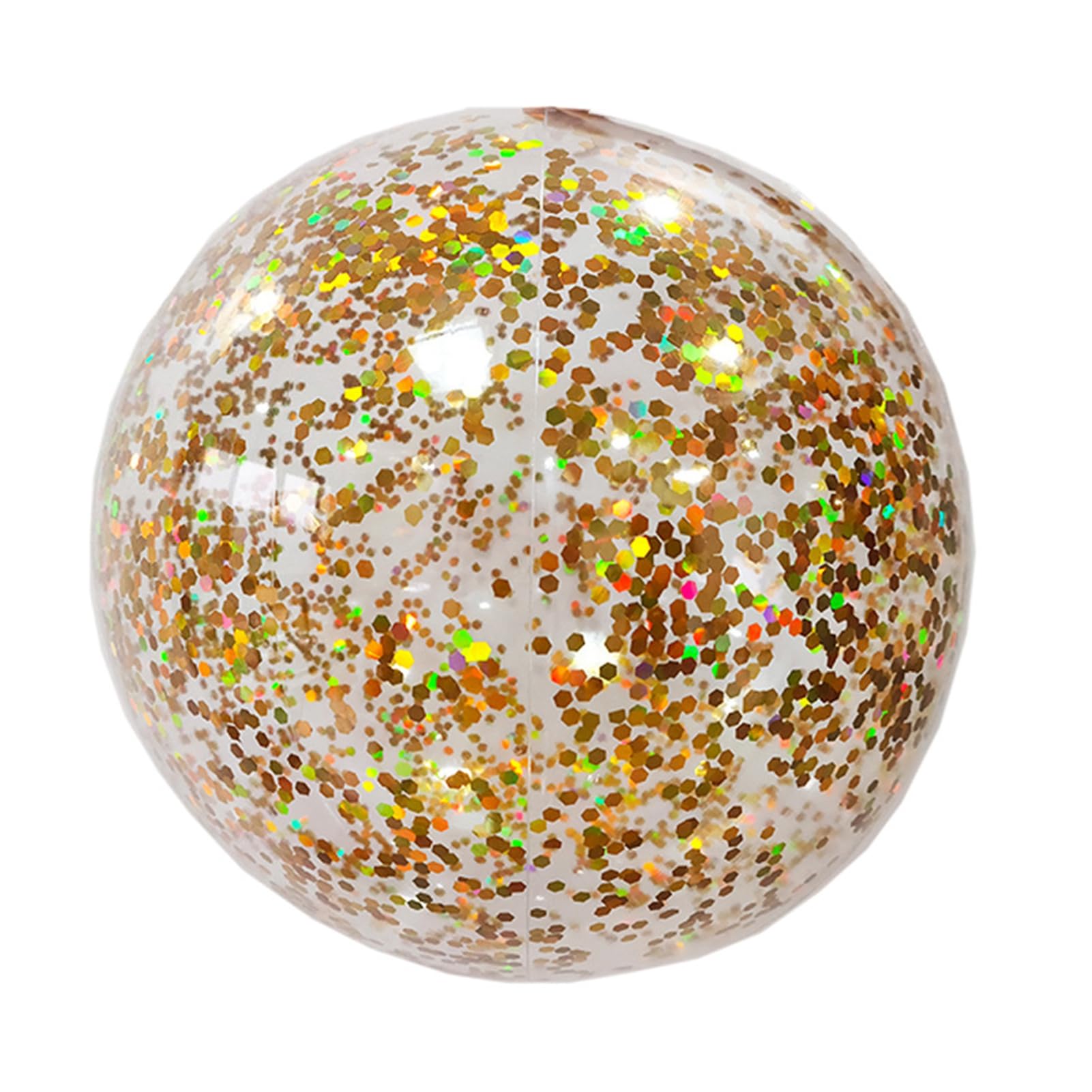 Saterkali Inflatable Beach Ball, PVC Clear Glitter Pool Ball Quick Inflate Foldable Leak Resistant Lightweight Outdoor Play Toy With Sequins, For Kids Adults Beach Party Swimming Pool Yellow Large