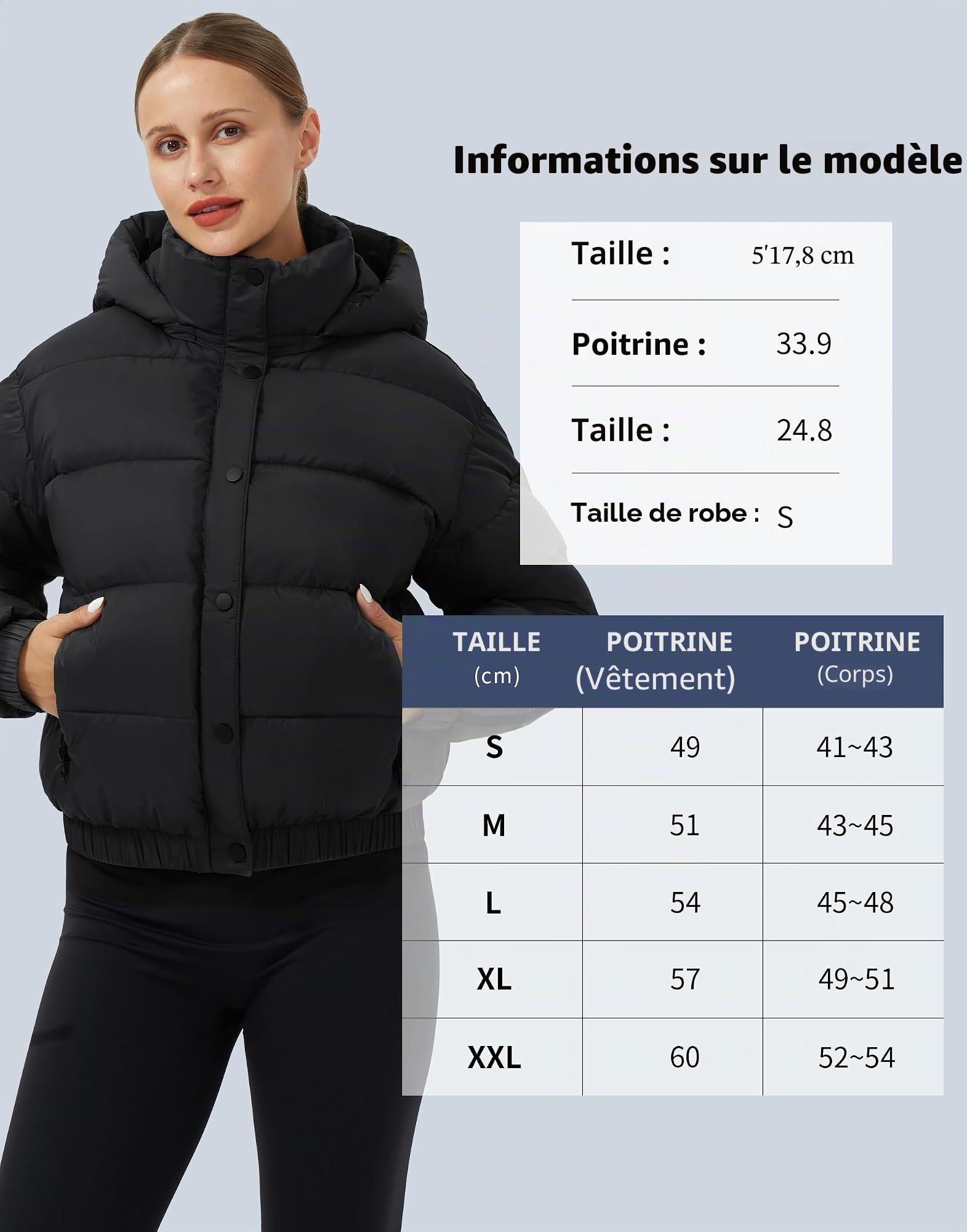 Pioneer Camp Veste d'hiver pour femme, 3/4, épaisseur moyenne, courte, imperméable, avec capuche