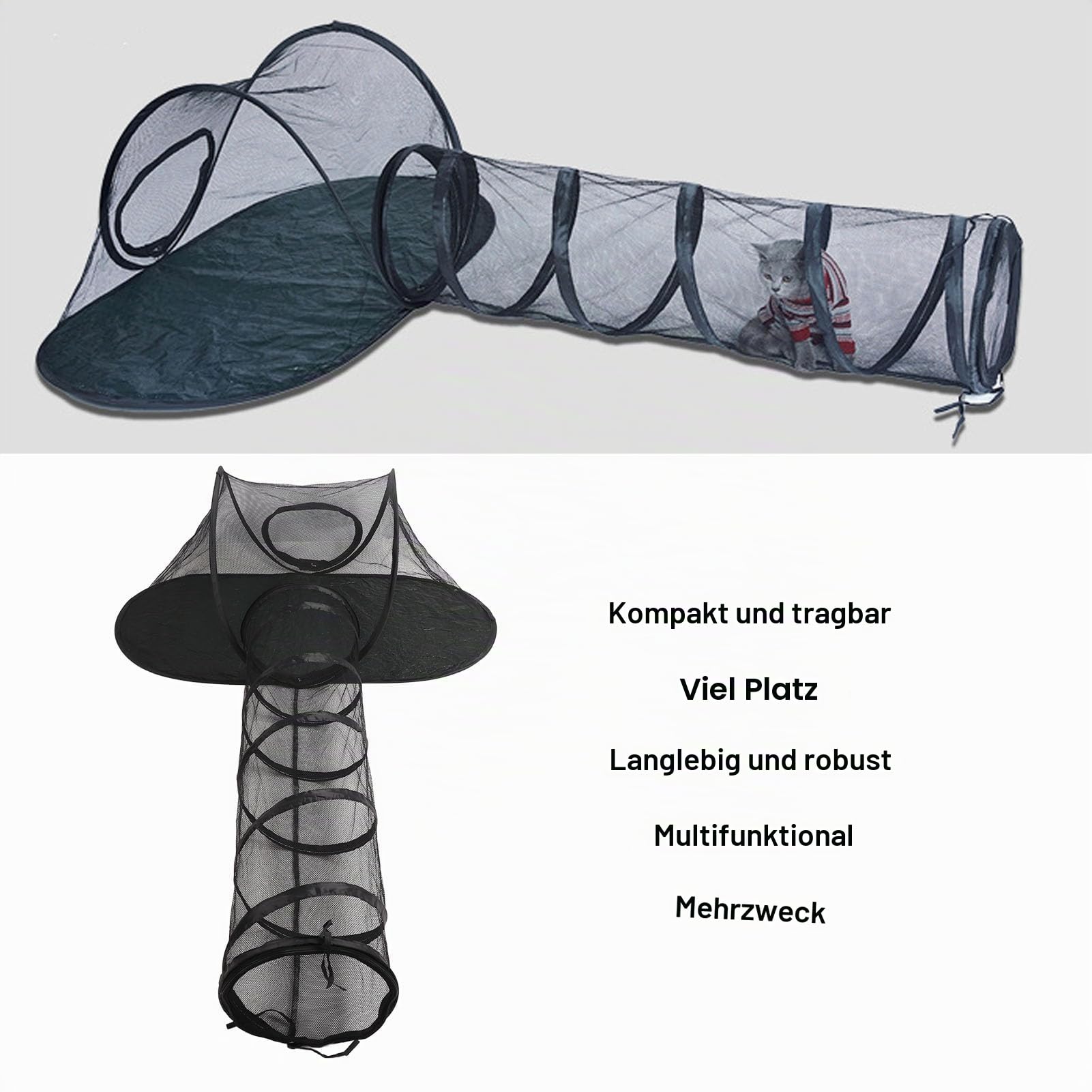Robuster Campingzelt-Laufstall für Große Hunde und Katzen mit Tunnel, Kompakter, Tragbarer Outdoor-Unterschlupf für Kleintiere, Drahtgeflechtzelt für den Garten